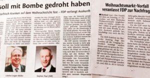 Die Herforder Tageszeitungen, Herforder Kreisblatt und Neue Westfälische, berichten über die FDP-Anfrage beim Landrat.